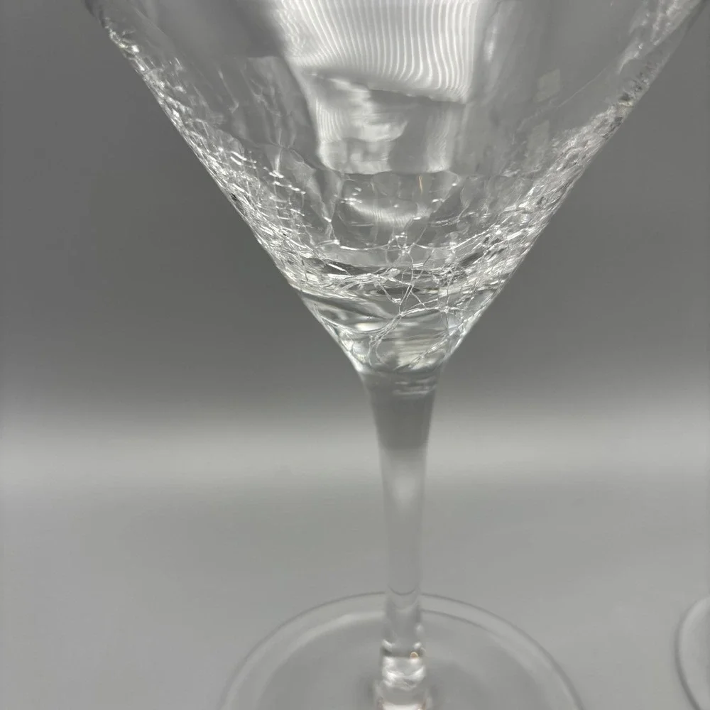 PIER 1 Angled Rim Crackle Martini Glasses 7.25